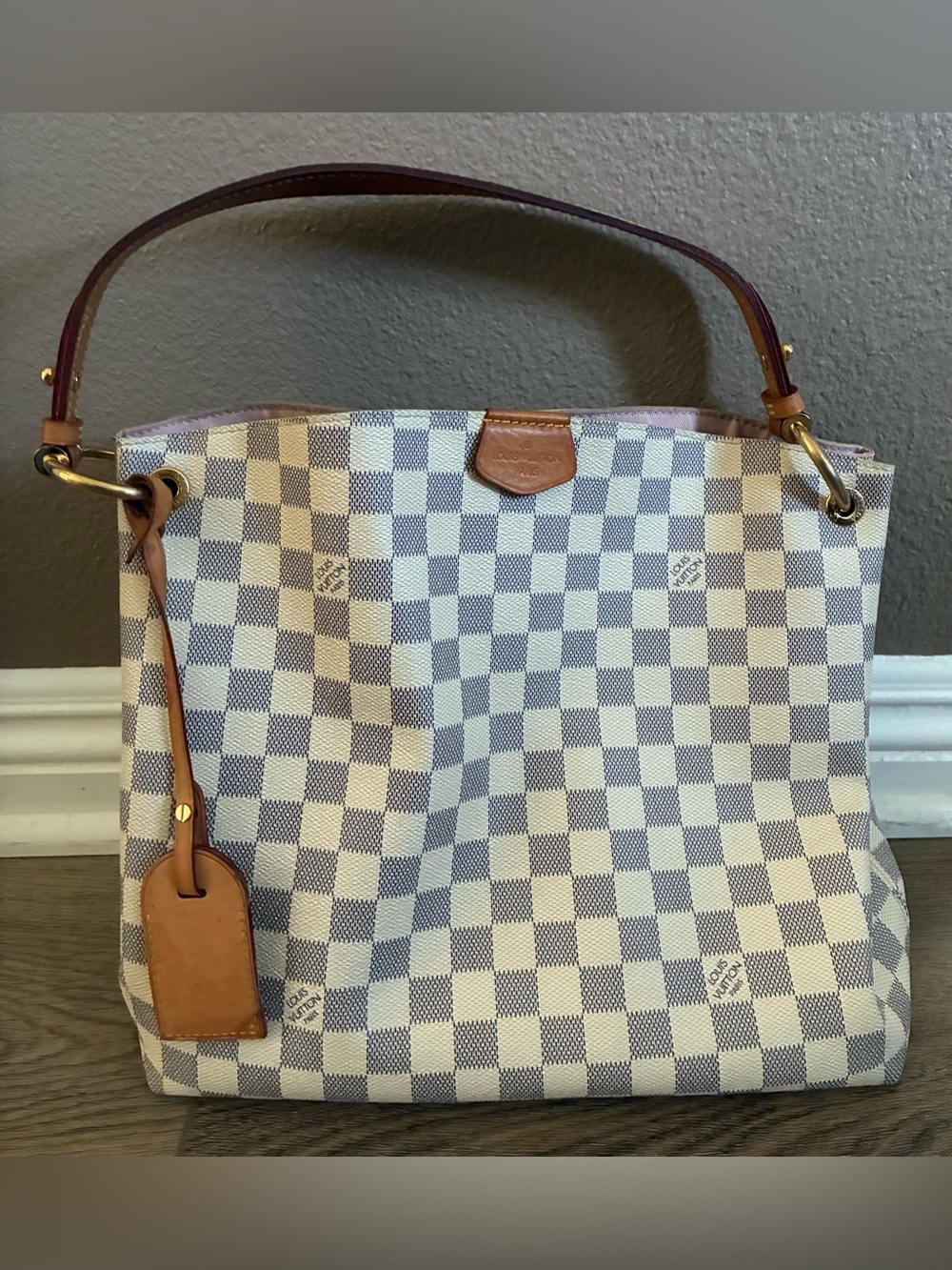 Louis Vuitton Galliera PM Damier Azur Shoulder Bag Authentic